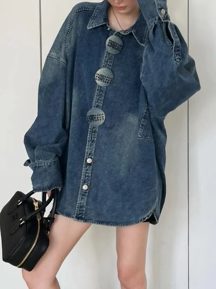 Women's Luxury Oversized Denim Blouse