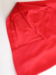 Red Floral Appliqué Midi Skirt