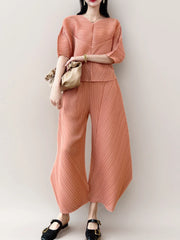 Japanese Chic 2 Piece Pleated Harem Pants Set