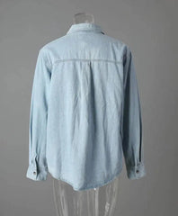 Luxe 3D Floral Denim Blouse