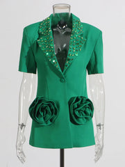 Luxury Sequin Rose Pant Suit Set