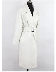 Amelia Luxe Long Leather Trench Coat