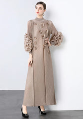 Luxury Pleats Floral Formal Dress