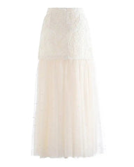 Luxury Pearl Tulle Maxi Skirt