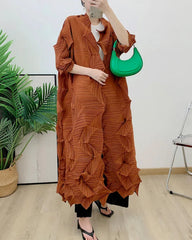 Geometric Pleated Duster Cardigan