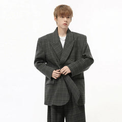 Men's Modern Plaid Suit Set