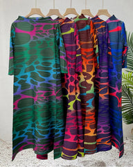 Abstract Pleated Trapeze Dress