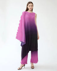 Asymmetric Pleated Trouser Set