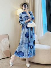 Luxury Pleats Abstract Circles Dress