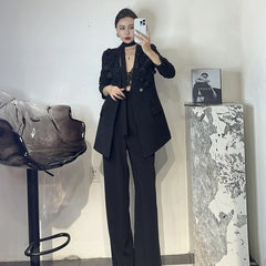 Luxe Floral Blazer & Wide-Leg Pant Set