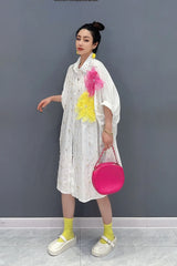 HEYFANCYSTYLE Korean Style Oversized Floral Blouse Dress