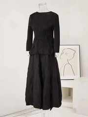 Peplum Pleated Top & Skirt Set