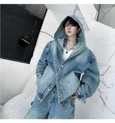 Men's Casual Denim Hoodie Jacket & Jeans Set