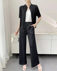 Luxury Pleated Wide-Leg Set
