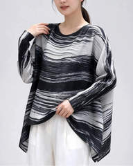 Plissé Asymmetrical Blouse Top