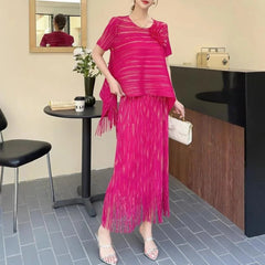 Luxury Modest Pleated Relaxed Skirt Set