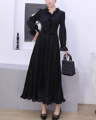 Luxury Pleated Petite Midi Dress