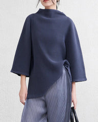 Elegant Mock-Neck Pleated Top