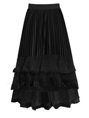 Anthracite Cascade Pleated Maxi Pull-On Skirt