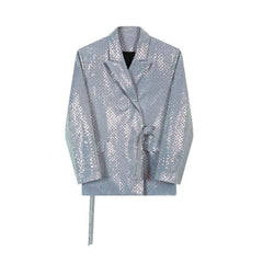 Blue Sequin Kimono Blazer for Men