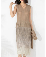 Pleated Fringe Dress & Blazer Set