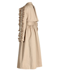Luxe Pearl Ruffle Trench Coat