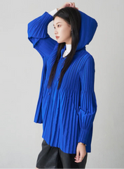 Luxury Pleated Hooded Jacket