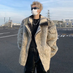 Men's Reversible Cropped Faux Fur Coat