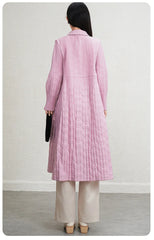 Luxury Pleated Quilted Long Coat