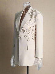 Couture Blazer with 3D Floral Shoulder