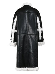 Women's Elegant Black Faux Fur Suede Long Coat