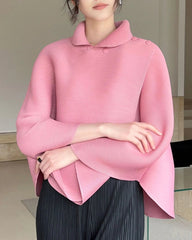 Luxury Pleated Capelet Top