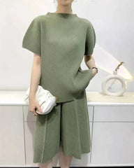 Elegant Pleated Shorts Set