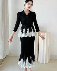 2-Piece Pleated Peplum Skirt Set
