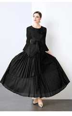 Elegant Plisse Blouse & Skirt Set
