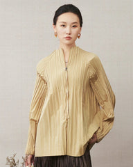 Premium Pleated Zip-Up Top