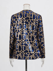 HEYFANCYSTYLE Glam Leopard Sequin Blazer