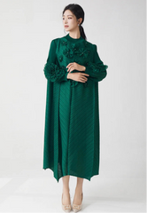 Luxe Pleated Dress with Sleeves