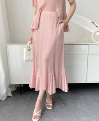 Pleated Peplum Top & Skirt Set