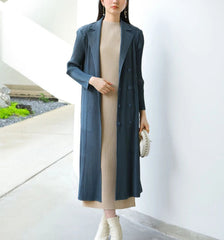 Truly Pleated Stretchy Long Coat