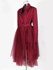 Luxury Tulle Belted Blazer
