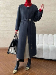 Luxury Wool-Blend Scarf Coat