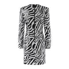 Luxe Zebra Sequin Long Sleeve Mini Dress