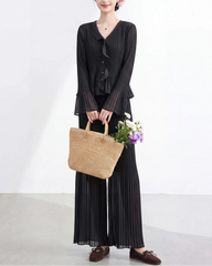 Luxury Plisse Palazzo Trousers Set