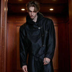 Men's Japanese Luxury Streetwear Faux Leather Jacket + Pants Set