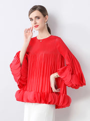 Luxury Pleated Bell Sleeve Top