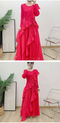 Luxury Plissé Waterfall Dress