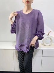 Ruffle Fully-Pleated Top