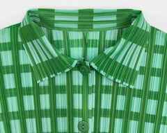 Luxury Pleated Grid  Blouse