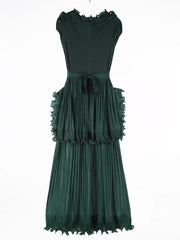 Truly Sleeveless Chiffon Plissé Pleated Dress